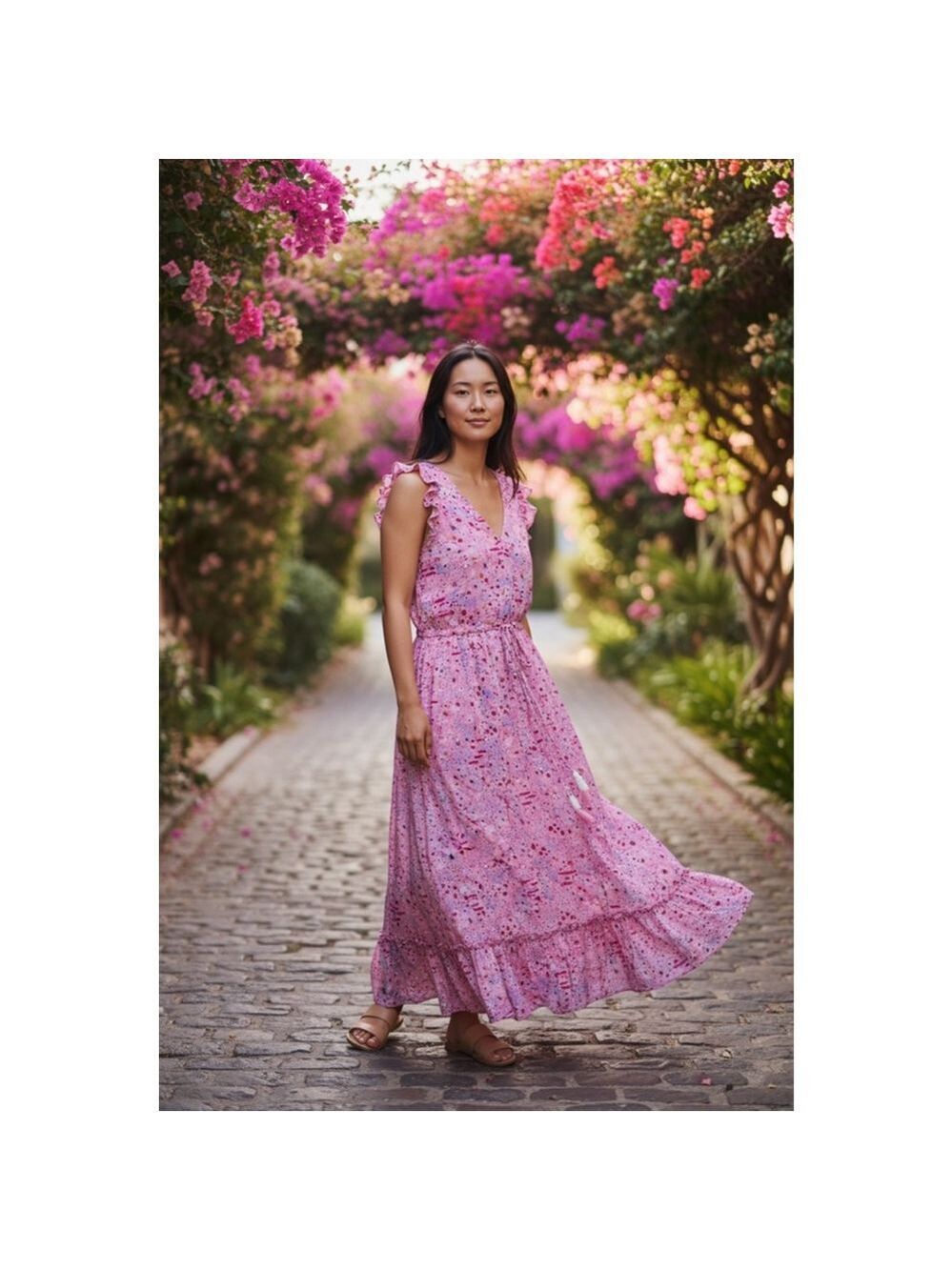 Black Tape Petite Small Cherry Blossom Maxi Dress
